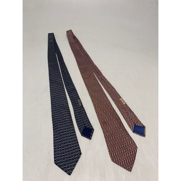 Hermes Paris Tie Multicolor Lot 2 Men's A97 - Picture 1 of 10
